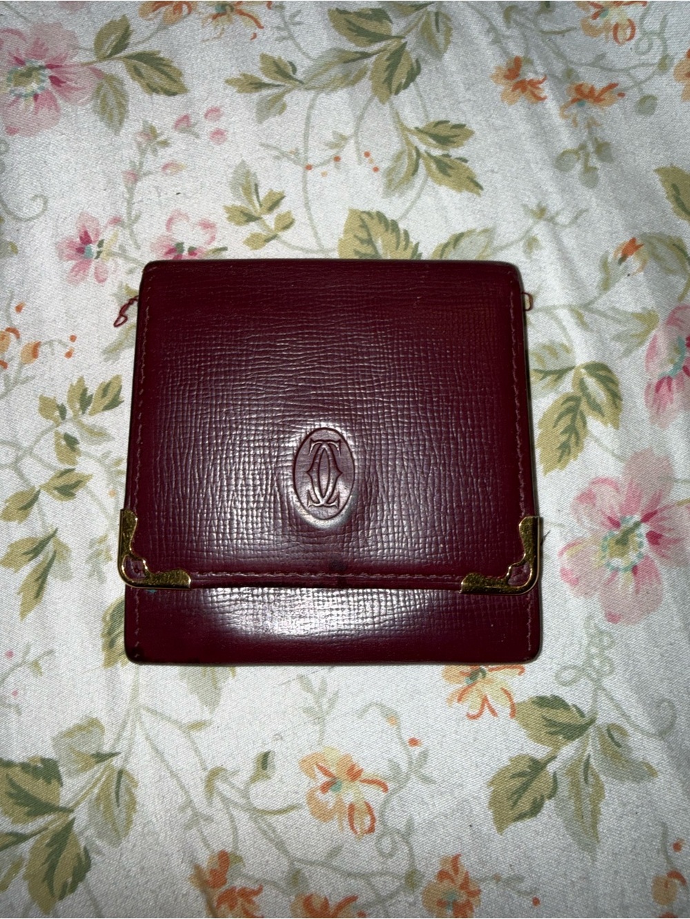 Cartier Deep Burgundy Leather Compact coin pouch